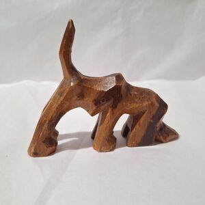 Hand Carved Wooden Hunting Dog Nose Down Tail Up Scenting Hound Coon